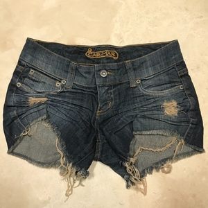 Carmar distressed scrunched front denim shorts
